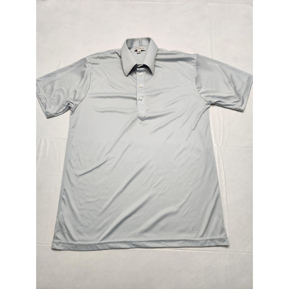 Collars & Co. Polo Shirt Mens Large Gray Dress Collar Polyester Lightweight